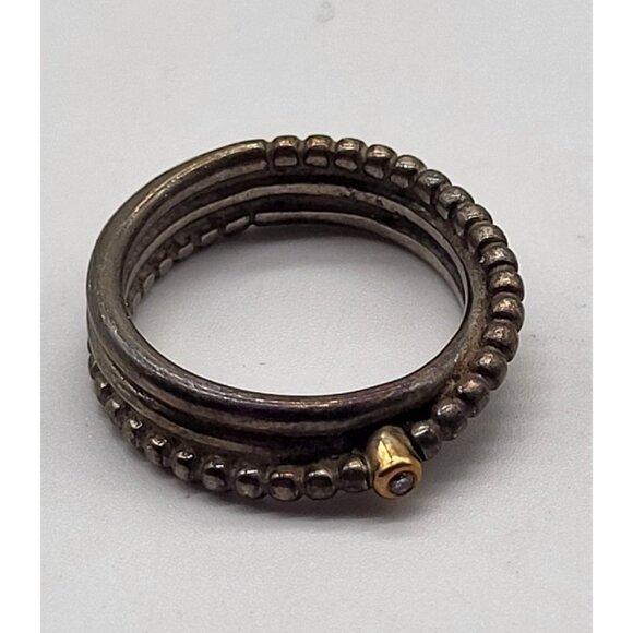 Pandora ALE Rising Star Sterling Silver 925 Diamond 14K Crossover Ring Sz 6.25 - Picture 1 of 10